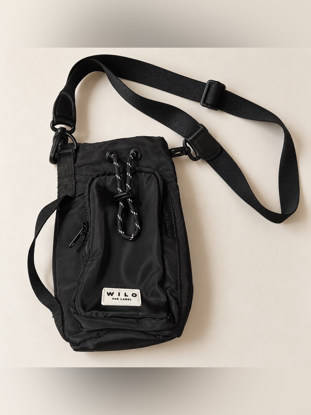 WILO The Label Black Nylon Hydration Sling Crossbody Bag